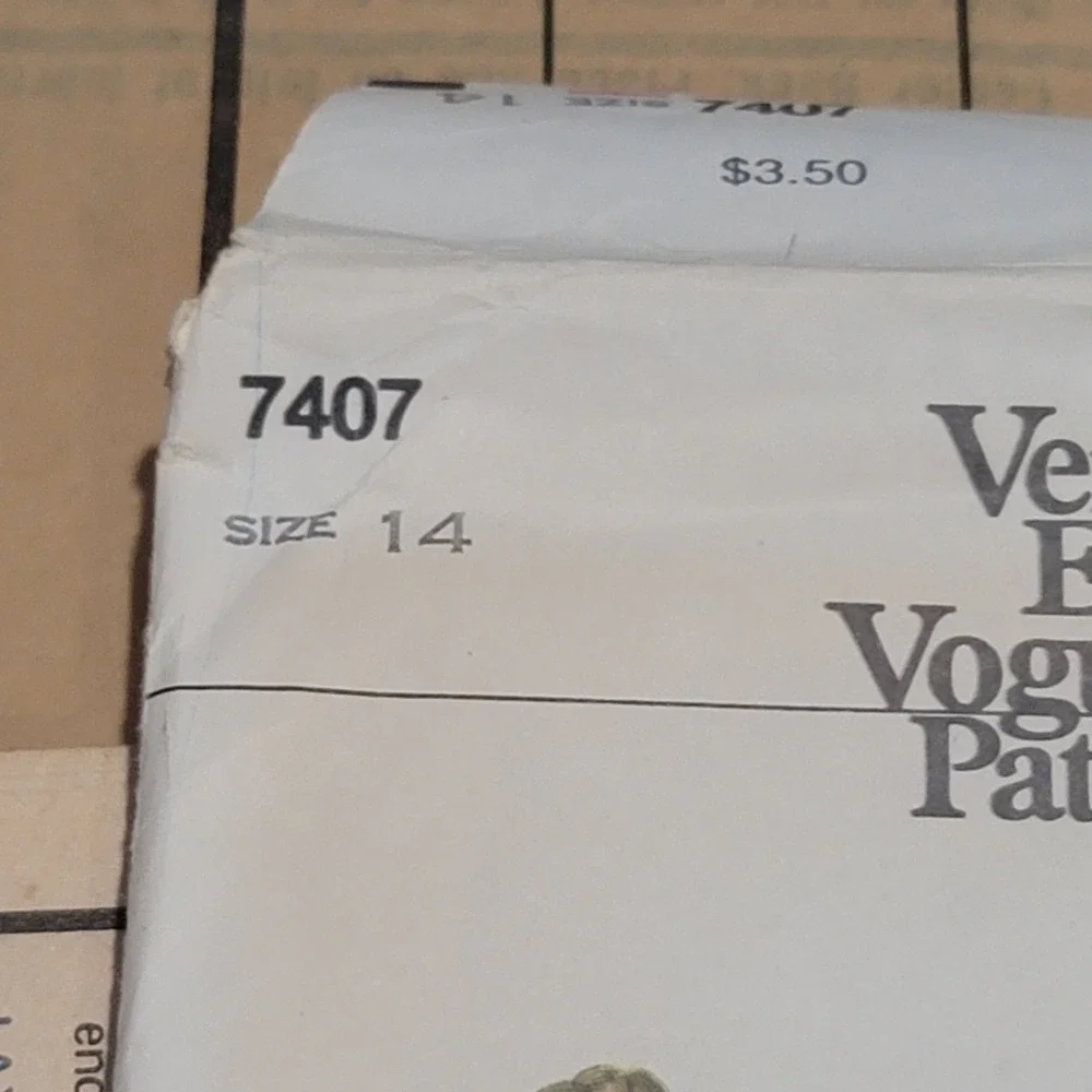 Vogue 7407 Sewing Pattern Misses Wrap Dress Shawl Collar Size 14 Uncut Vintage